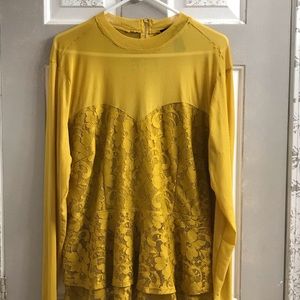 Mustard yellow mesh top